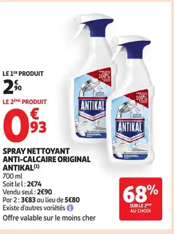Auchan ANTIKAL Spray nettoyant anti-calcaire original offre