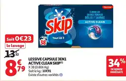 Auchan SKIP Lessive capsule 3 en 1 active clean offre