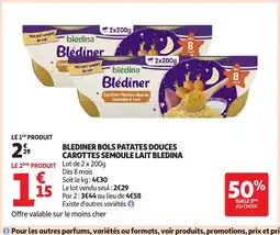 Auchan BLEDINA Blediner bols patates douces carottes semoule lait offre