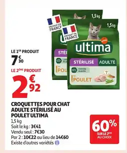 Auchan ULTIMA Croquettes pour chat adulte stérilisé au poulet offre