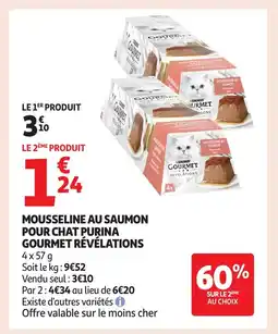 Auchan Mousseline au saumon pour chat purina gourmet révélations offre