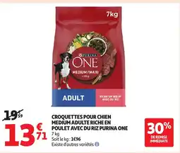 Auchan PURINA ONE Croquettes pour chien medium adulte riche en poulet avec du riz offre