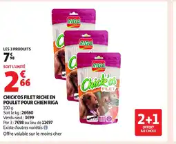 Auchan RIGA Chick'os filet riche en poulet pour chien offre