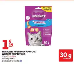 Auchan Friandises au saumon pour chat whiskas temptations offre