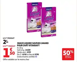 Auchan VITAKRAFT Snack liquide saveur canard pour chat offre