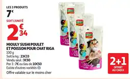 Auchan RIGA Miouly sushi poulet et poisson pour chat offre