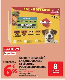 Auchan PEDIGREE Sachets repas pâté en sauce viandes et légumes pour chien offre
