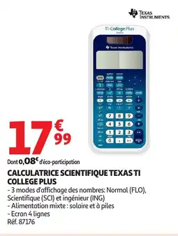 Auchan Calculatrice scientifique texas ti college plus offre
