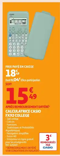 Auchan Calculatrice casio fx92 college offre