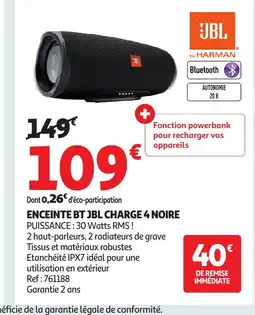 Auchan JBL Enceinte bt charge 4 noire offre