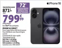 Auchan IPHONE 16 128GO offre