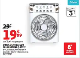Auchan QILIVE Ventilateur brumisateur offre