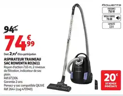 Auchan ROWENTA Aspirateur traineau sac offre