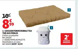 Auchan Coussin forme bubble tea thé aux perles offre