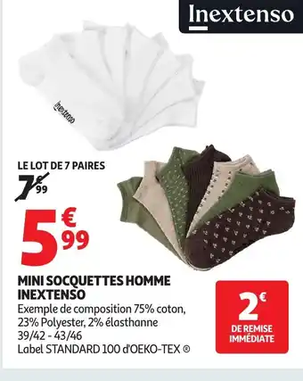 Auchan INEXTENSO Mini socquettes homme offre