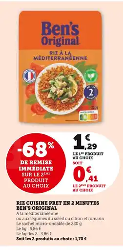 Super U Ben's Original Riz cuisine prêt en 2 minutes offre