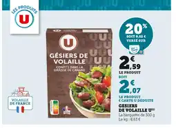 Super U U Gésiers de volaille offre