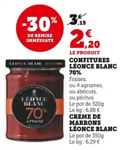 Super U LÉONCE BLANC Confitures 70% offre
