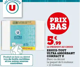 Super U U Essuie-tout ultra absorbant compact offre