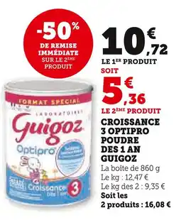 Super U GUIGOZ Croissance 3 optipro poudre dès 1 an offre