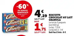U Express GRANOLA Biscuits chocolat au lait offre