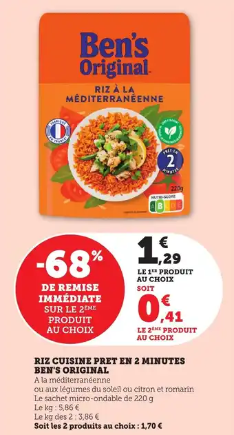 Bi1 Riz cuisine pret en 2 minutes ben's original offre