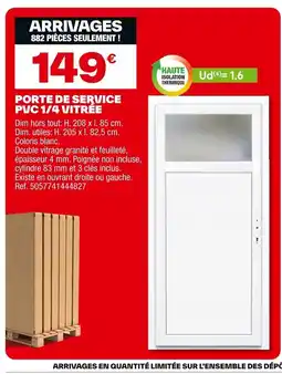 Brico Dépôt Porte de service pvc 1/4 vitrée offre