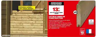 Brico Dépôt Lot de 6 lames de construction offre
