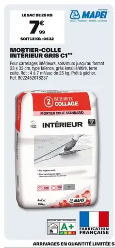 Brico Dépôt Mortier-colle intérieur gris c1 offre
