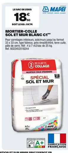 Brico Dépôt Mortier-colle sol et mur blanc c1 offre
