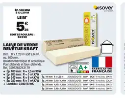 Brico Dépôt ISOVER Laine de verre revêtue kraft offre