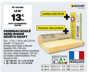 Brico Dépôt ISOVER Panneau roulé semi-rigide revêtu kraft offre