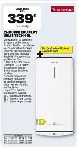 Brico Dépôt Chauffe eau plat velis tech offre