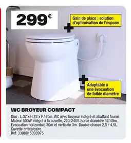 Brico Dépôt Wc broyeur compact offre