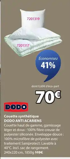 JYSK DODO Couette synthétique offre