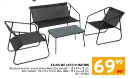 Trafic Salon de jardin mathis offre