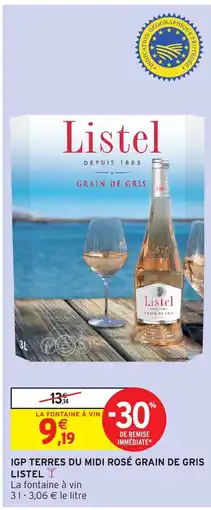 Intermarché LISTEL Igp terres du midi rosé grain de gris offre