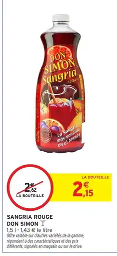 Intermarché DON SIMON Sangria rouge offre