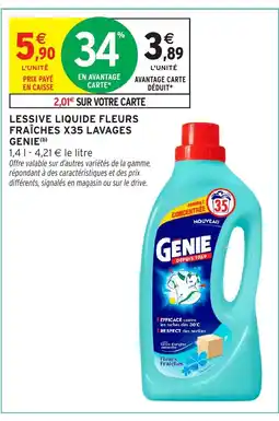Intermarché GENIE Lessive liquide fleurs fraîches x35 lavages offre