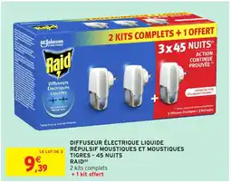 Intermarché RAID Dffuseur électrique liquide répulsif moustiques et moustiques offre