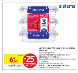 Intermarché Lot de 3 boites klip it plus offre
