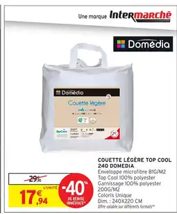 Intermarché DOMEDIA Couette légère top cool offre