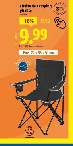 Lidl Chaise de camping pliante offre