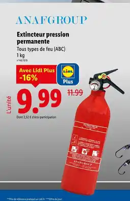 Lidl Extincteur pression permanente offre