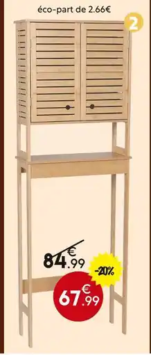 Maxi Bazar Meuble dessus de WC 2 portes et 1 étagère offre