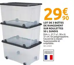 Mr Bricolage sundis Lot de 3 boîtes de rangement sur roulettes 50 l offre
