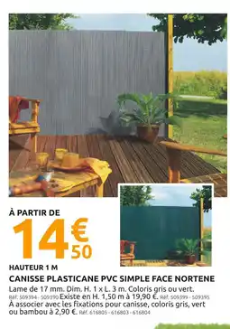 Mr Bricolage NORTENE Canisse plasticane PVC simple face offre