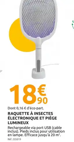 Mr Bricolage Raquette à insectes électronique et piège lumineux offre