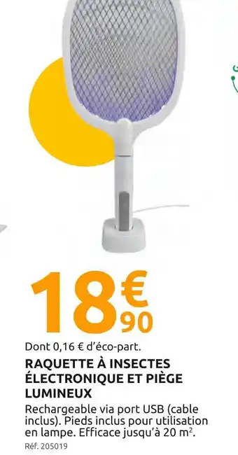 Mr Bricolage Raquette à insectes électronique et piège lumineux offre