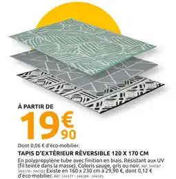Mr Bricolage TAPIS D’EXTÉRIEUR RÉVERSIBLE 120 X 170 CM offre